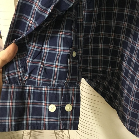 Nautica Long Sleeve Button Up Navy Blue Plaid Dress Shirt Men Size XXL EUC - Picture 4 of 8